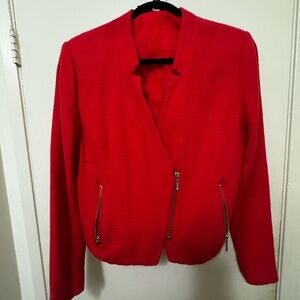 Moschino Vibrant Red Blazer with Zipper Accents